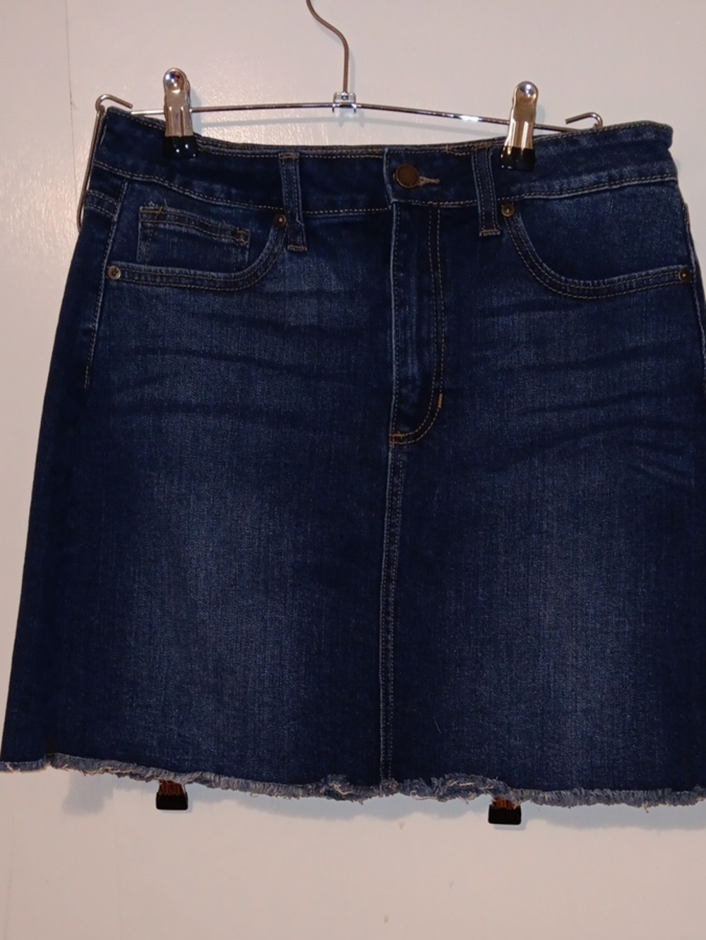 Women's Dark Blue Denim A-Line Skirt - Classic Casual
